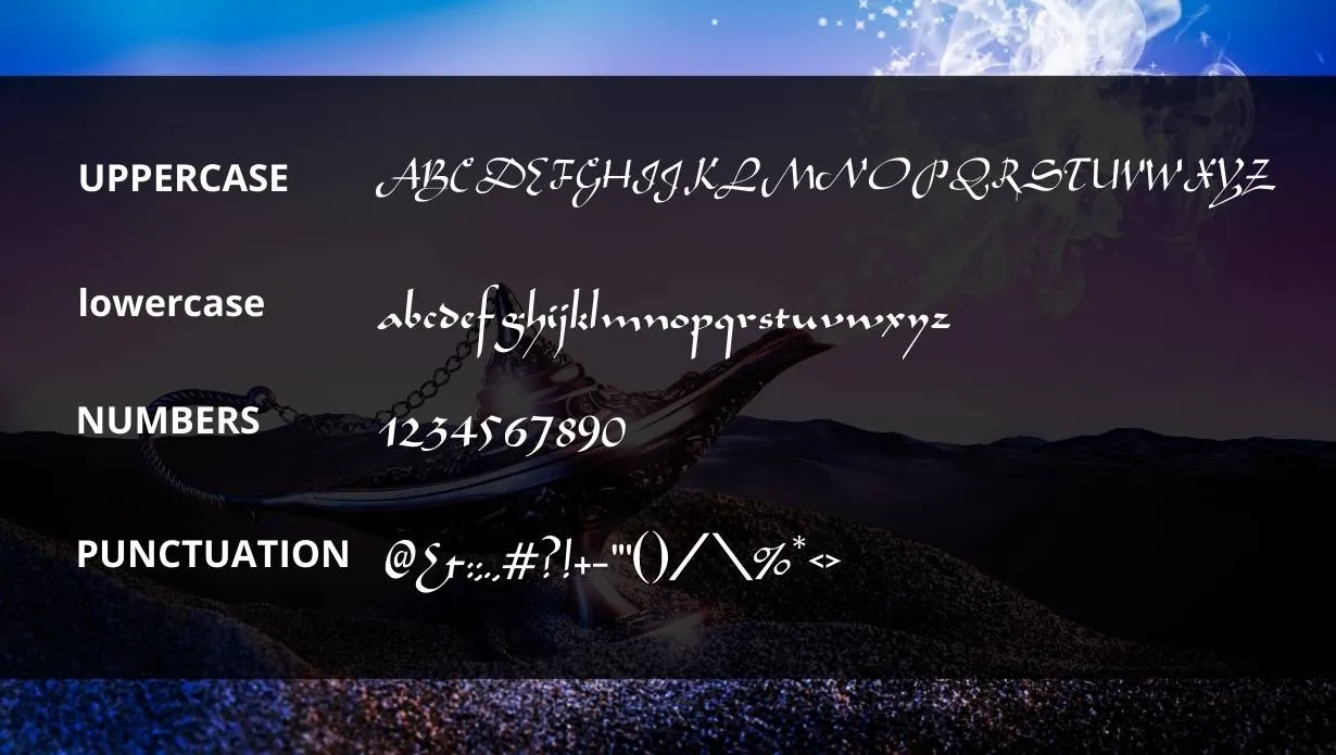 View of Aladdin Font